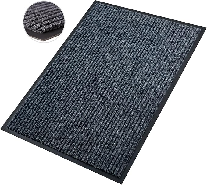Front Door Mat,2'x6'Indoor Outdoor Door Mat,Heavy Duty Durable Welcome,Commercial Floor Mats Inside Outside Entrance, Waterproof All-Season, All-Weather Non Slip Backing Doormat for Entryway,Black