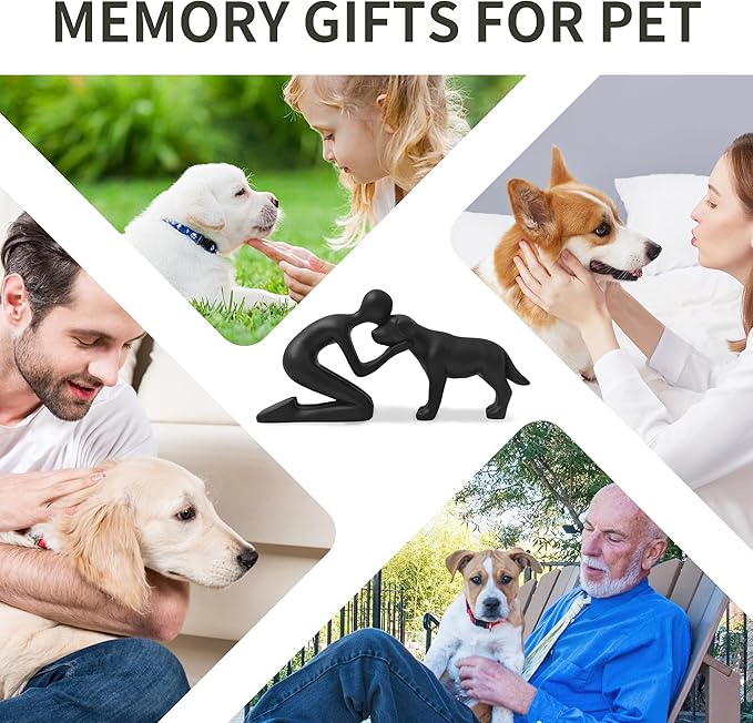 Dog Dad Gifts for Men,Unique Figurines Decor for The Home, Room,Bathroom,Shelf,Bedroom,Classroom,Statues Decorations for Pet Lover (Black)