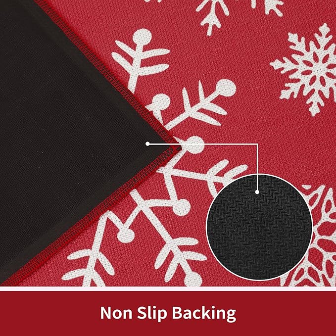 CAROMIO Christmas Kitchen Rugs and Mats Non-Slip Skid Washable Runner Rug Set of 2 PCS Xmas Holiday Decor Runner Rug in Front of Sink Super Absorbent Kitchen Mat, 17"x29"+17"x47"