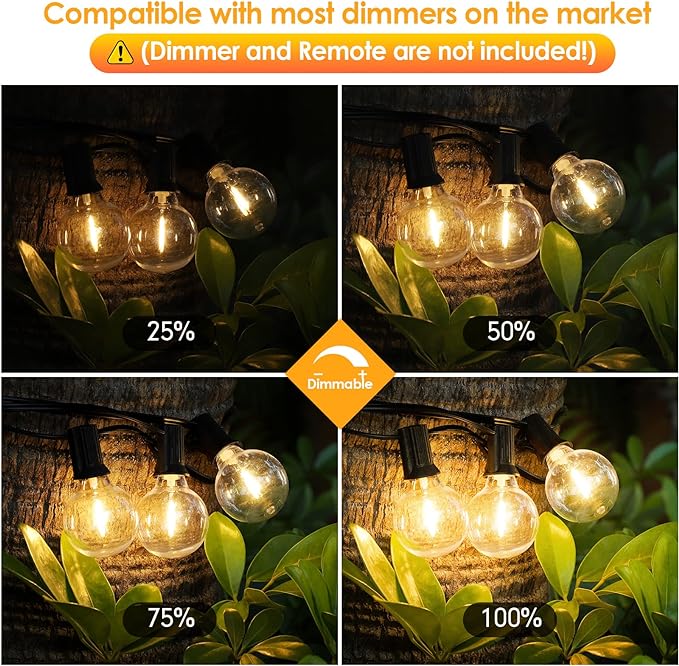 Mlambert 150Ft(3x50Ft) Outdoor String Lights, G40 Globe Patio Lights with 75+6 Dimmable Shatterproof LED Hanging Bulbs for Backyard Party-Black Wire