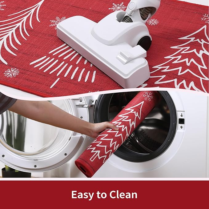 CAROMIO Christmas Kitchen Mat Washable Runner Rug Non Skid Kitchen Rugs and Mats Xmas Decorative Runner Mats Non-Slip Kitchen Floor Mat for Laundry Sink, 17"x29"+17"x47"