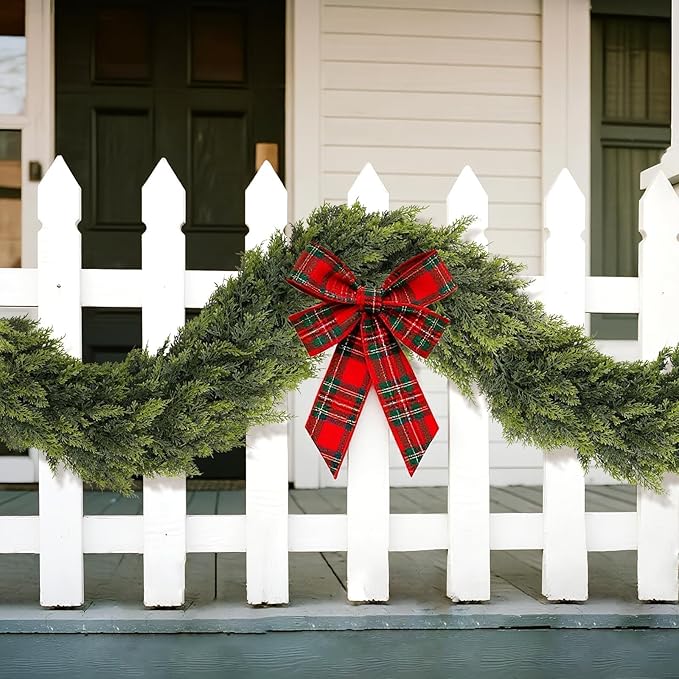 Christmas Cedar Garland - 5ft Artificial Cedar Garland Faux Lush Green Fake Pine Needles for Fireplace,Table,Window,Stairs,Mante,Holiday Indoor Outdoor Xmas Decor(2PCS)