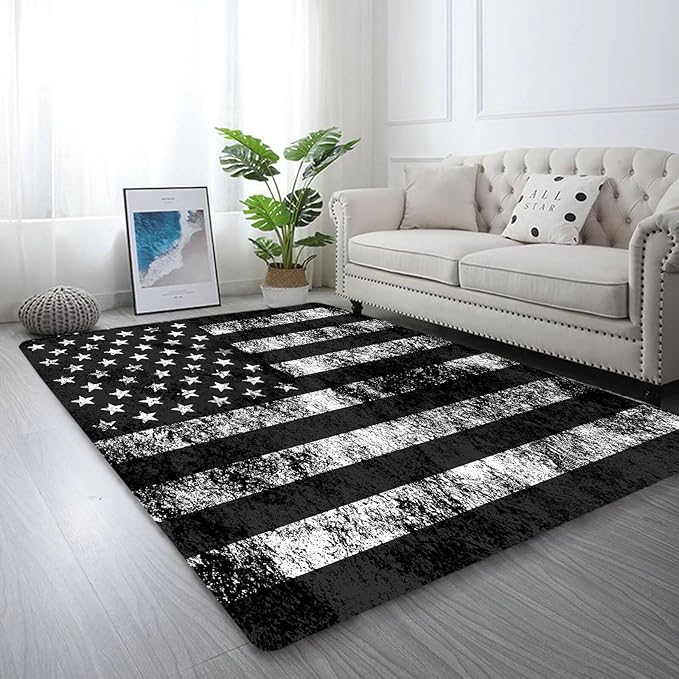 kxry 4 * 6 Feet USA American Flag Soft Area Rugs for Kids Girls Boys Dirty US Stars Stripes Flags Floor Carpet for Living Room Bedroom Dorms Nursery Rooms Home Decor Aesthetic