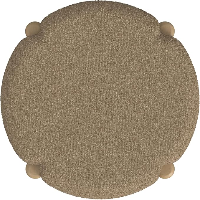 HomePop Luna Modern Round Ottoman Home Décor|Ottoman for Living Room & Bedroom - Brown Boucle