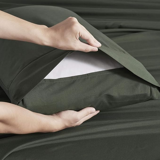 Nestl Extra Deep Queen Sheet Set - 6 Piece Breathable & Cooling Sheets - Hotel Luxury Bedding Set w/18-24 Inch Deep Pockets - Easy & Secure Fit - Super Soft, Wrinkle Free & Comfy - Olive Green