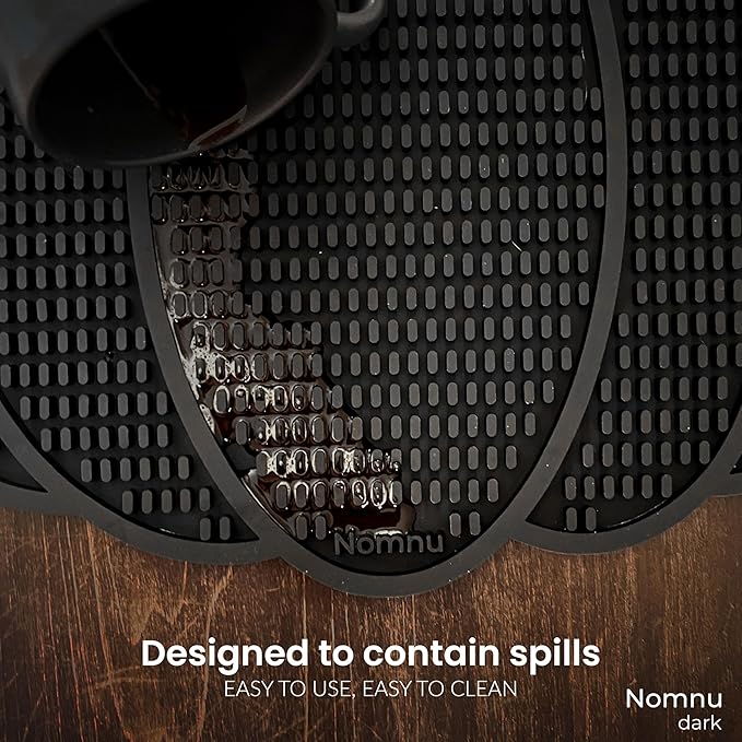 Nomnu Pumpkin Coffee Mat for Countertop - Goth Kitchen Decor - Gothic Coffee Bar Accessories 14.8x13.5 Inch Bar Mat - Spooky Halloween Gifts Non Slip Spill Mat, Black (PCBMB)