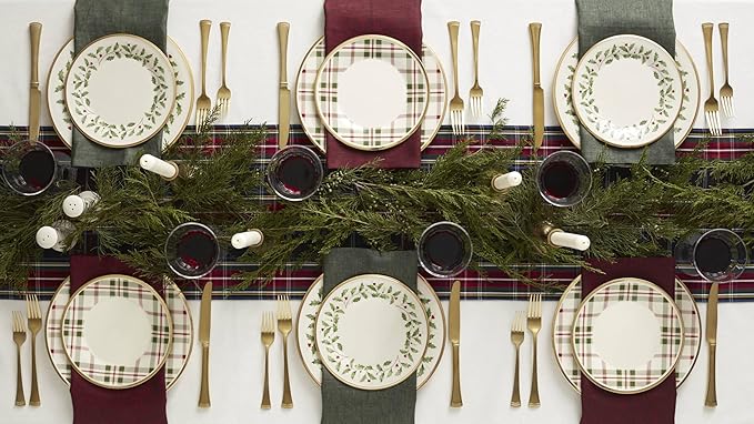 Lenox 893172 Holiday 12-Piece Plate and Bowl Set, Christmas Dinnerware, Hosting