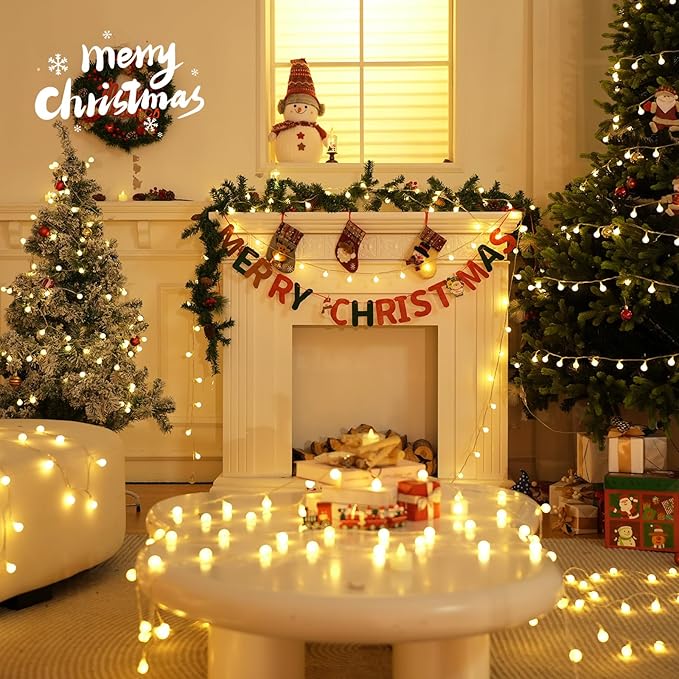43FT 100LED Connectable Globe String Lights | 8 Modes Christmas String Lights Plug in with Remote | Warm White Mini Fairy Light for Indoor Outdoor Bedroom Wedding Party Garden Christmas Tree Decor