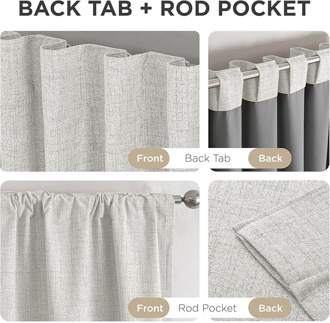 Joydeco Blackout Curtains for Bedroom - 100% Light Blocking 2 Panels Set White Drapes 100" W x 90" L, Thermal Insulated Room Darkening Curtains, Linen Textured for Living Room, Rod Pocket & Back Tabs