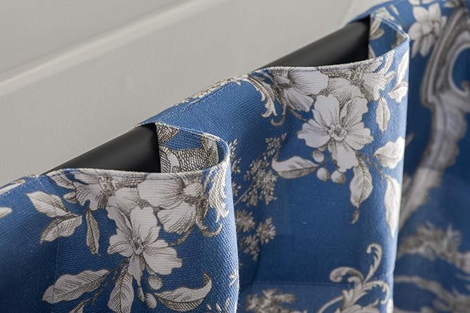 Maison d' Hermine Curtains for Living Room 100% Cotton 96 inch Length One Panel Light Filtering Toile Curtains for Bedroom Windows with Rod and Loop Pockets Drapes (Joli Jouy Blue, 50" W x 96" L)