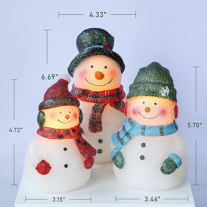 Christmas LED Flameless Candles Snowman Novelty Lighting Battery Operated with Remote Real Wax Flickering Candles Decorative for Holiday Winter Bedroom Snowman Theme Decor Mothers Day Gifts