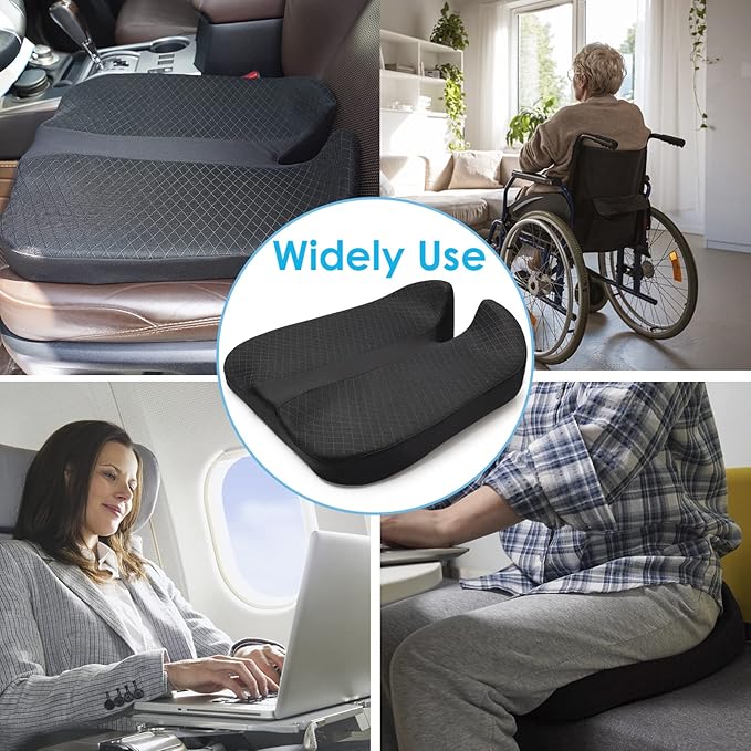 Comfortable Car Coccyx Seat Cushion Pad for Sciatica Tailbone Pain Relief, Heightening Wedge Booster Seat Cushion for Short People Driving, Truck Driver, for Truck Accessories Office Chair
