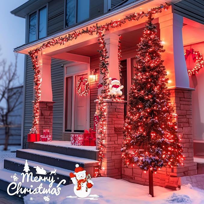 JMEXSUSS 400 LED Red String Lights Indoor Outdoor, 132ft Red Halloween Lights Plug in with Remote, 8 Modes Christmas Light for Tree Room Fireplace Patio Party Christmas Halloween Decor