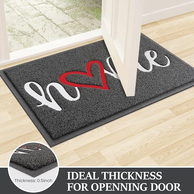 StepLively Door Mat Home Welcome Mats Outdoor and Indoor, Heavy-Duty Low-Profile Non-Slip Durable Front Welcome Mat Doormat for Home Entrance, Outside Entry, Yard, Floor, Patio (32''x20'', Grey)