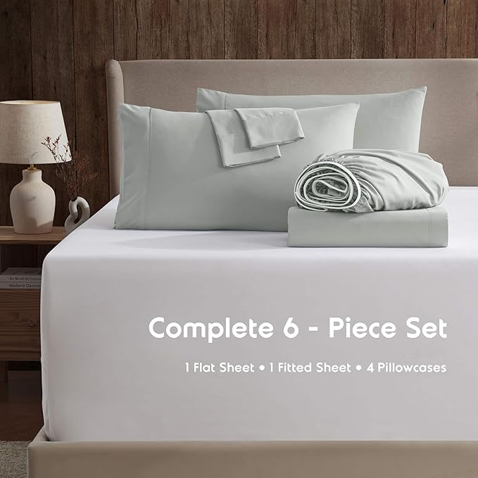 Nestl Extra Deep Full Sheet Set - 6 Piece Breathable & Cooling Sheets - Hotel Luxury Bedding Set w/18-24 Inch Deep Pockets - Easy & Secure Fit - Super Soft, Wrinkle Free & Comfy - Sage Green