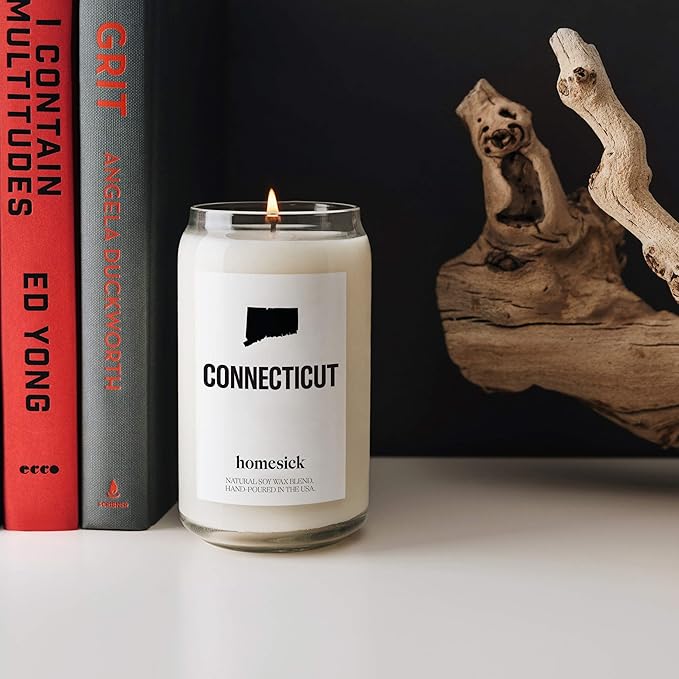 Homesick Premium Scented Candle, Connecticut - Scents of Nutmeg, Lemon, Eucalyptus, 13.75 oz, 60-80 Hour Burn, Natural Soy Blend Candle Home Decor, Relaxing Aromatherapy Candle