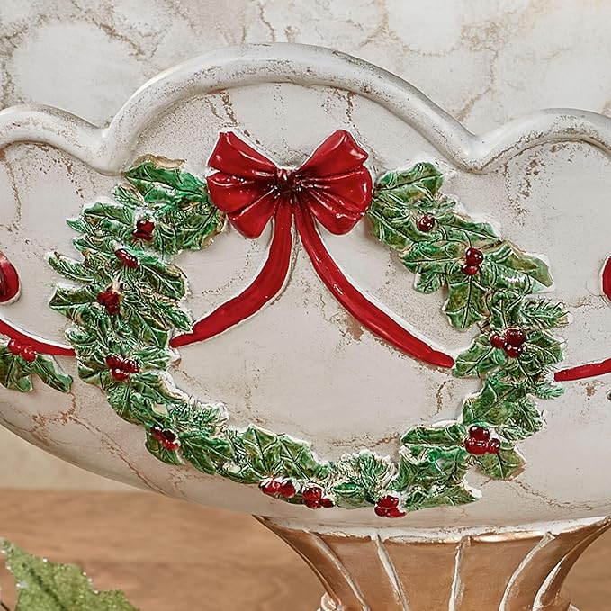 Touch of Class Holly Delight Christmas Decorative Centerpiece Bowl Red
