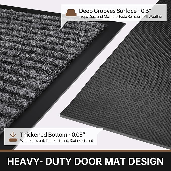 Front Door Mat, 96" x 48" Heavy Duty Indoor Outdoor Doormat, Non-Slip Welcome Mats for Entryway, Rubber Backing Low Profile Commercial Door Mats