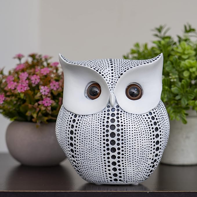 Ornativity White Owl Statue Figurine - Animal Sculpture Home Decoration Figure for Bedroom Living Room Kitchen Office Bathroom House Decor Figurines 6"