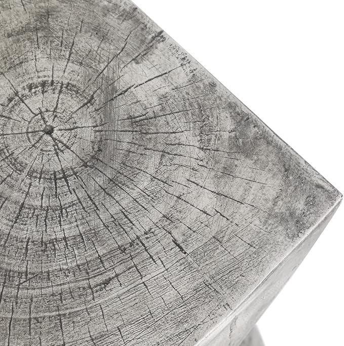 Adeco Concrete Stool Accent Table Patio Side Table End Table Decorative Garden Stool Nightstands Plant Stand Coffee Table for Indoor Outdoor Use