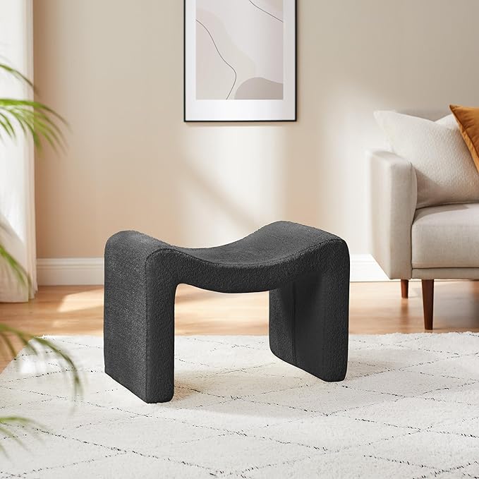 Large Footstool Ottoman, Multi-Functional Modern Foot Stool, Sofa Footrest Extra Seating for Living Room, Entryway, Hallways and Bedrooms, Large, Dark Gray