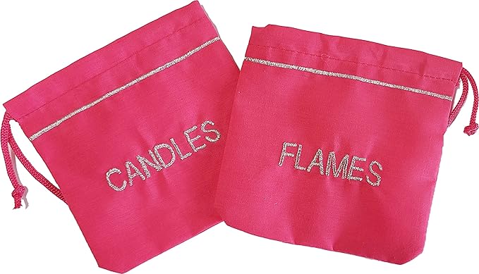 Jewish Happy Hanukkah Menorah Wall Hanging by Pockets of Learning | Brit Bat Gift, Festive Hebrew Holiday Décor, Judaica Fabric Advent Calendar | Chanukah Cloth Countdown with Candles and Pouch Pink