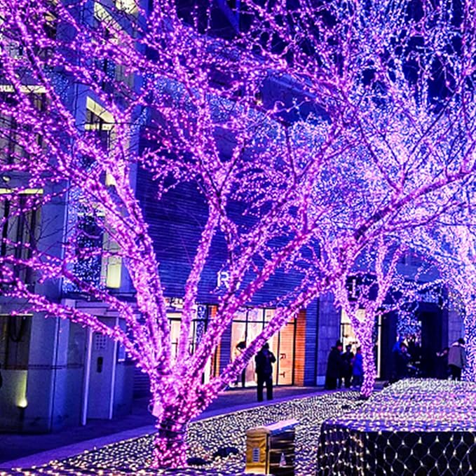 JMEXSUSS 163 FT 500 LED Purple Halloween Lights, 8 Modes Purple Light Indoor Outdoor Waterproof, Remote Control Christmas String Lights Plug-in for Halloween Roof Bedroom Party Tree