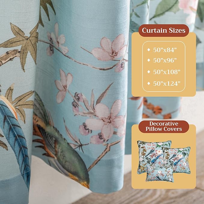 Maison d' Hermine Curtains for Living Room 100% Cotton 108 inch Length One Panel Light Filtering Curtains for Bedroom Windows with Rod and Loop Pockets Drapes (Hokuzai Blue, 50" W x 108" L)