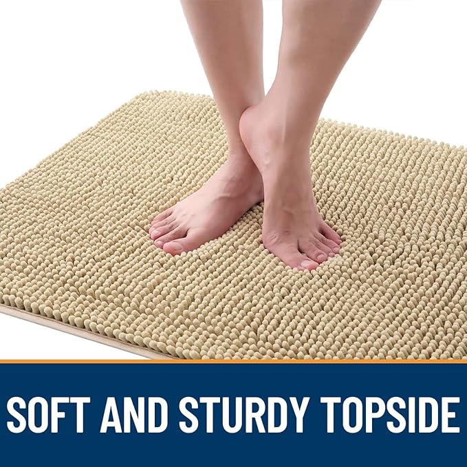 OLANLY Dog Door Mat Set 4-Piece 30x20, Absorbs Moisture and Dirt, Absorbent Non-Slip Washable Doormat, Quick Dry Chenille Mud Mat for Dogs, Entry Indoor Entryway Carpet for Inside Floor, Beige