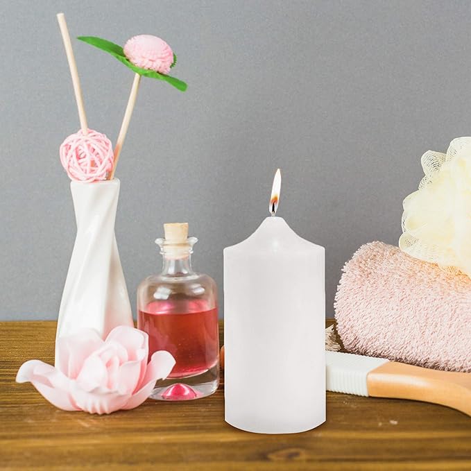 Super Z Outlet Unscented Pillar Candles for Weddings, Home Decoration, Relaxation, Spa, Smokeless Cotton Wick (1, White, 3"x6")
