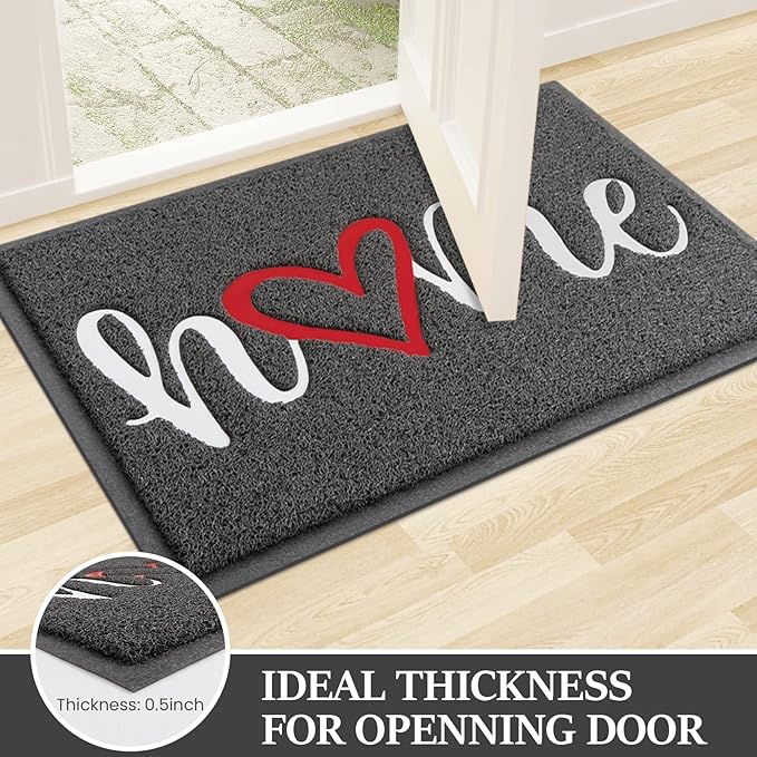 StepLively Door Mat Home Welcome Mats Outdoor and Indoor, Heavy-Duty Low-Profile Non-Slip Durable Front Welcome Mat Doormat for Home Entrance, Outside Entry, Yard, Floor, Patio (35''x24'', Grey)