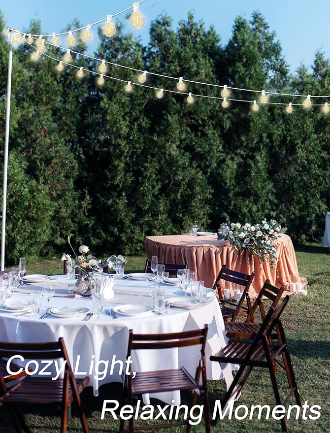 SUNSGNE 25FT G40 LED White Outdoor String Lights, White Patio Lights with 25 Shatterproof LED Clear Globe Bulbs for Patio Garden Porch Pergola Bistro Outside Decor