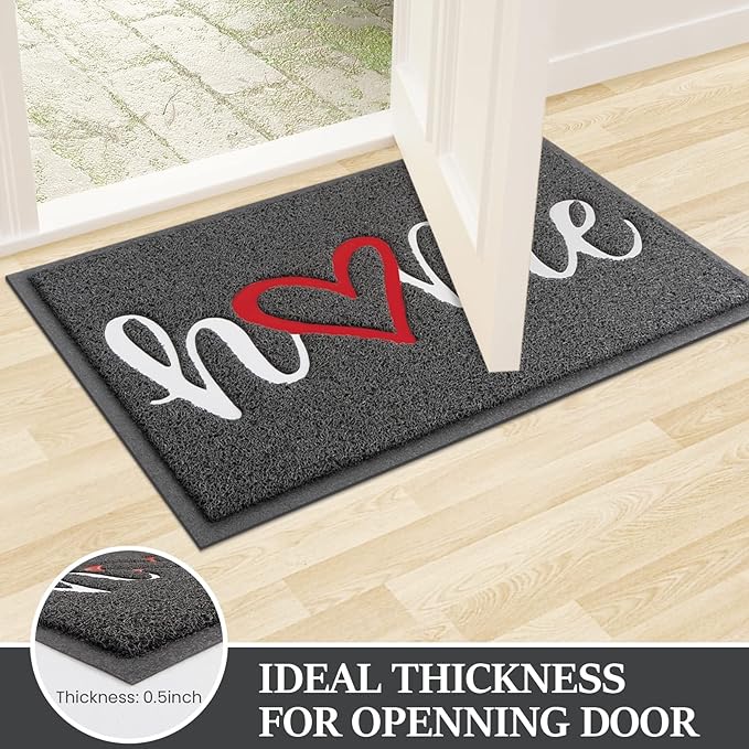 StepLively Door Mat Home Welcome Mats Outdoor and Indoor, Heavy-Duty Low-Profile Non-Slip Front Welcome Mat for Home Entrance, Outside Entry, Yard, Floor, (30''x17.5'', Grey)