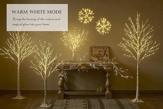 LITBLOOM Lighted Birch Twig Branches Plug in with 8 Function150 Multi Color and Warm White Fairy Lights 30IN for Christmas Holiday Home Decoration Indoor Outdoor
