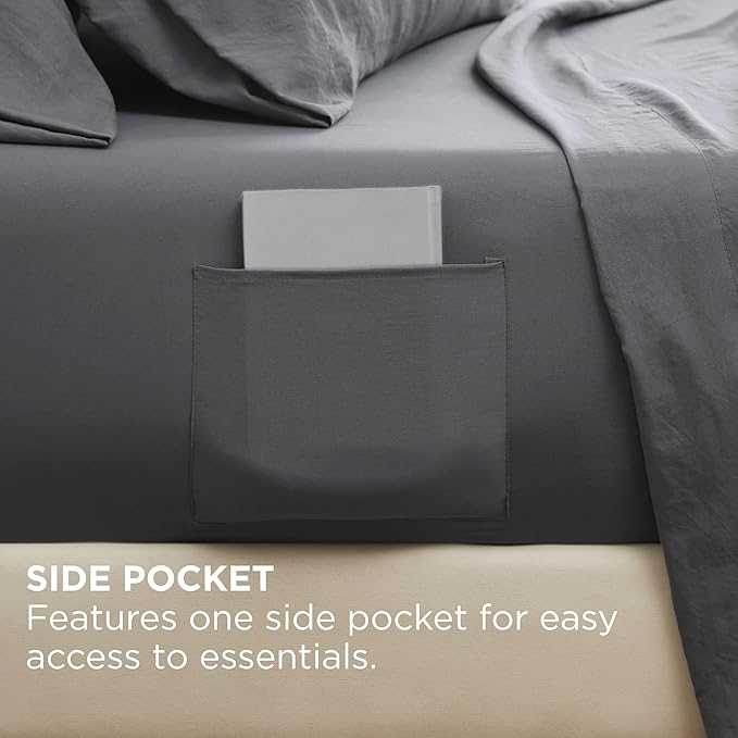 Bedsure Twin XL Sheet Sets - 4 Piece, Prewashed Ultra-Soft Extra Long Twin Sheets, Fits Mattresses Up to 18 Inches Thick, Breathable & Secure Fit, Luxury Dorm Bedding, Grey