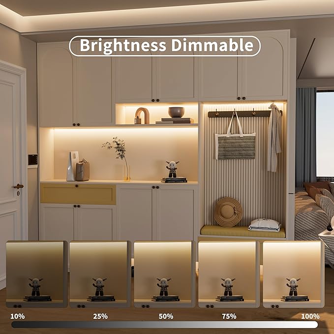 MIWISE COB LED Strip Light 32.8ft/10m,CRI 90+ Natural White 4000K High Lumen Dimmable Super Bright Flexible DC24V LED Tape Light with Controller/Dimmer,for Cabinet Home Office DIY Lighting Projects