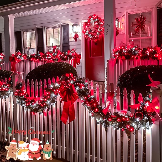 JMEXSUSS 500 LED Red and White Christmas Lights, 8 Modes 163ft String Lights Plug in with Remote Control, Clear Wire Christmas String Lights Outdoor Waterproof for Outside Tree Yard Wedding