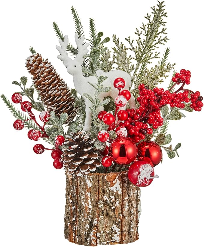 Xmas Decor Small Christmas Tree with Lights - Artificial Tabletop Lighted Mini Christmas Tree with Christmas Ornaments Gnomes Indoor for Office Desk Home Decorations