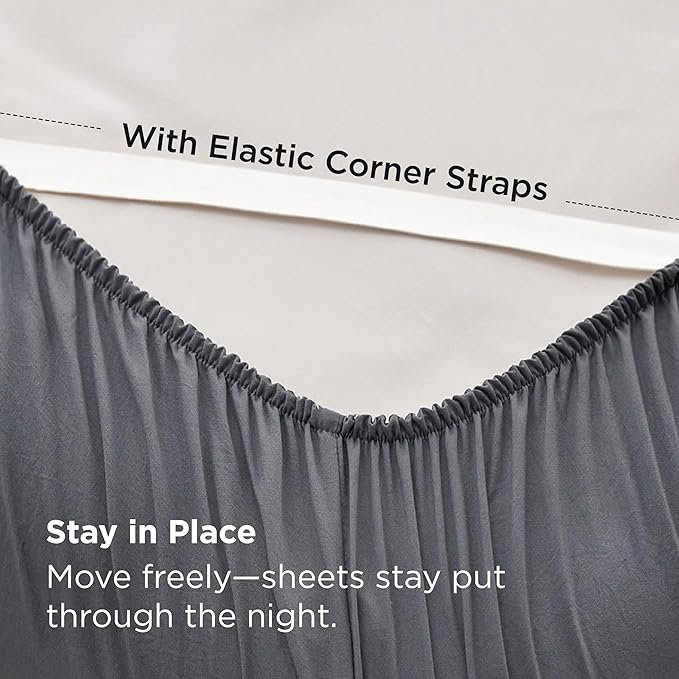 Bedsure Deep Pocket Queen Sheets - 6 Piece, Prewashed Ultra-Soft Queen Sheet Set, Fits Mattresses Up to 18 Inches Thick, Breathable & Secure Fit, Hotel Luxury Bedding, Grey
