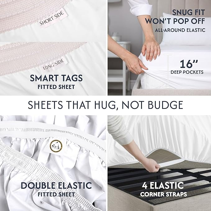 100% Egyptian Cotton Percale Sheets Full Size - Genuine Luxurious 400 Thread Count - Naturally Crisp, Breathable, Skin-Friendly & Cooling - Softer After Each Wash - Oeko-TEX Certified Giza