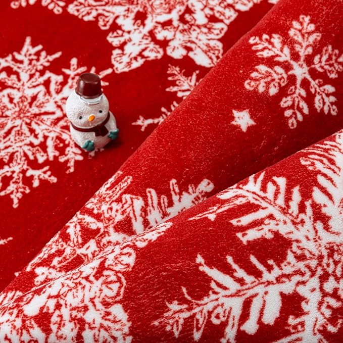 Red Area Rug 5x7 Christmas Living Room Carpet Snowflake Washable Kitchen Mat Xmas Holiday Decor Non Slip Entryway Carpet Indoor Accent Rug Decorative for Dining Room Bathroom