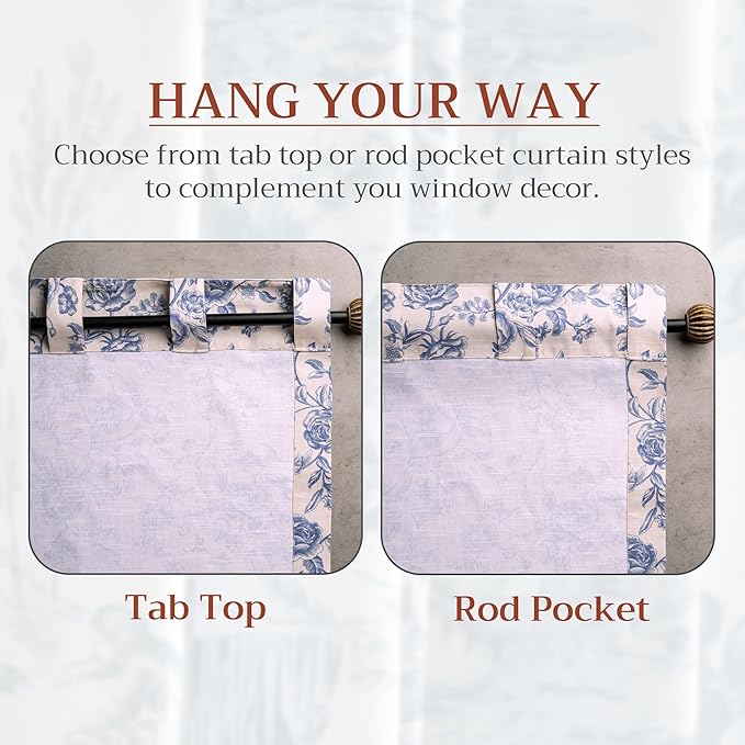 Maison d'Hermine Curtains for Living Room 100% Cotton 124 inch Length One Panel Window Curtains for Bedroom with Loop & Rod Pockets - Roy, 50" W x 124" L
