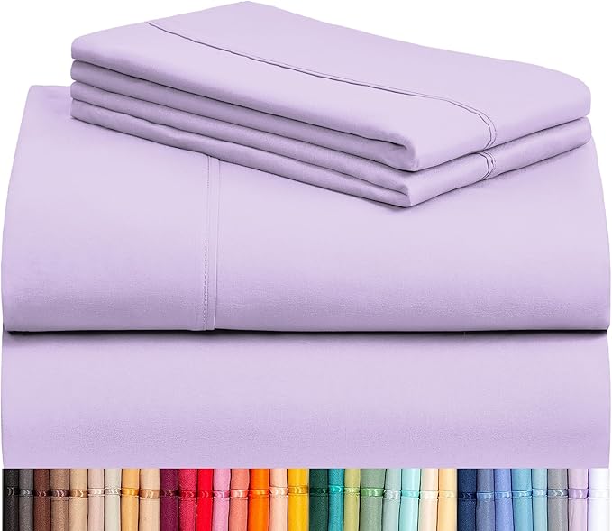 LuxClub 4 PC California King Sheet Set, Breathable Luxury Bed Sheets, Deep Pockets Wrinkle Free Cooling Sheets Machine Washable Hotel Bedding Silky Soft - Lavender Cal King
