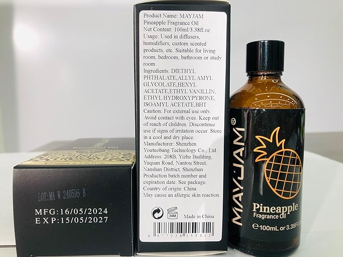 MAYJAM 100ML/3.38FL.OZ Pineapple Fragrance Oils with Glass Dropper, Essential Oils for Diffusers for Home, Long Lasting Scented Oils for Diffusers Soap Candle Making