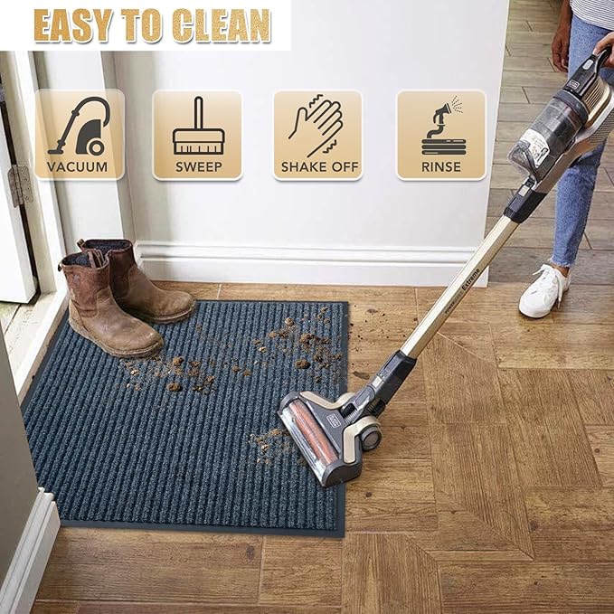 Front Door Mat,3'x4'Indoor Outdoor Door Mat,Heavy Duty Durable Welcome,Commercial Floor Mats Inside Outside Entrance, Waterproof All-Season, All-Weather Non Slip Backing Doormat for Entryway,Dark Gray