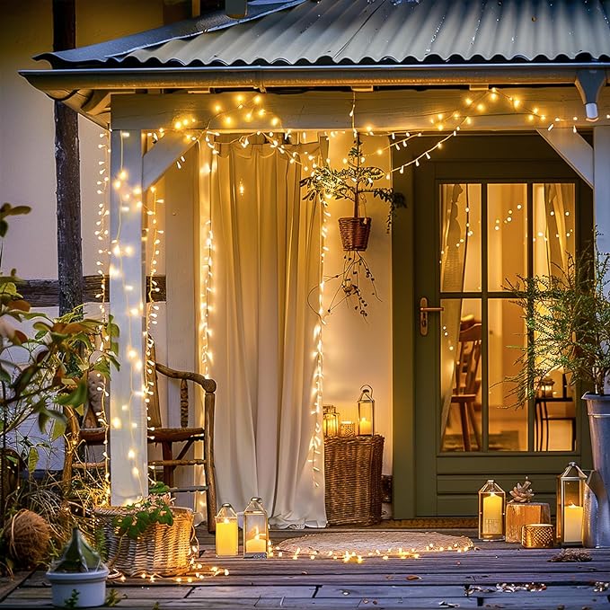 JMEXSUSS 230ft 720 LED Warm White Christmas String Lights Outdoor, Plug-in Outdoor String Lights with Remote Control, Clear Wire 8 Modes Christmas Tree Light for Bedroom Tree