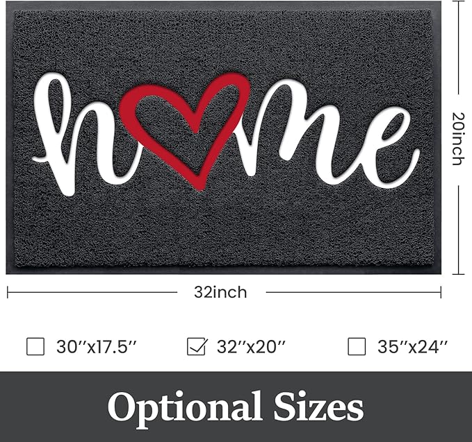 StepLively Door Mat Home Welcome Mats Outdoor and Indoor, Heavy-Duty Low-Profile Non-Slip Front Welcome Mat for Home Entrance, Outside Entry, Yard, Floor, Patio (32''x20'', Black)