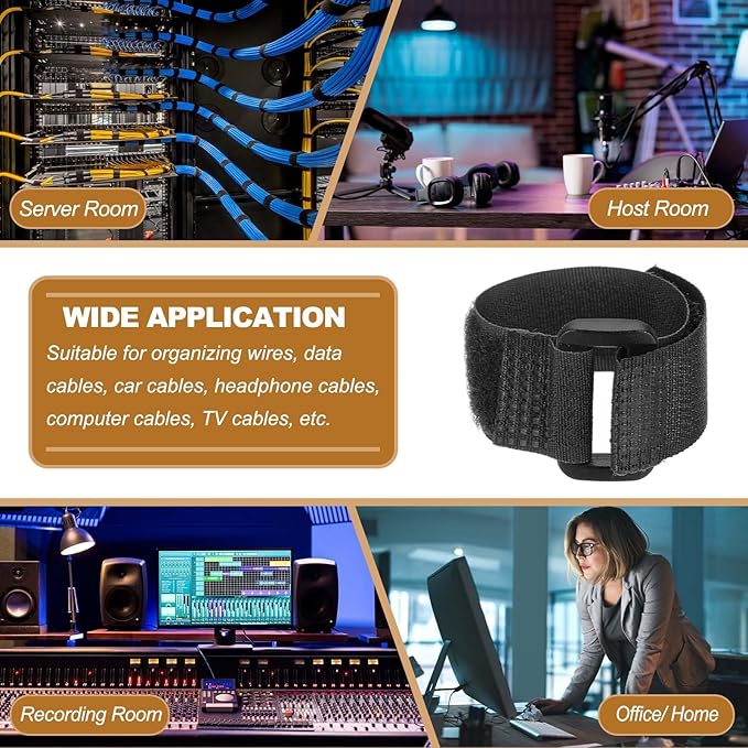 PATIKIL 6 x 0.79 Inch Reusable Cable Ties 10 Pcs Adjustable Hook and Loop Straps Cord Management Wire Wrap Cord Ties Organizer for Home Office Cables, Black