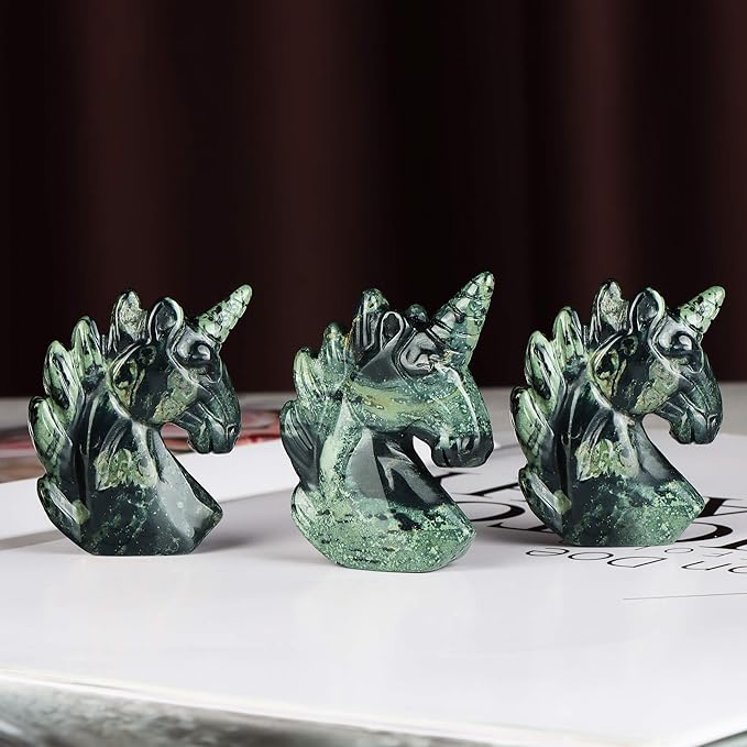 Artistone 3" Crystal Unicorn Figurines Statue,Hand Carved Kambaba Jasper Gemstone Magical Unicorn Healing Stones Collectibles Christmas Ornaments