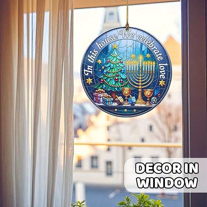 Hanukkah Ornaments Gifts β Star of David Ornament with Acrylic Stained Glass Effect β Hanukkah Christmas Ornament, Christmas Hanukkah Acrylic Ornament for Tree, Home & Judaica Holiday Decor